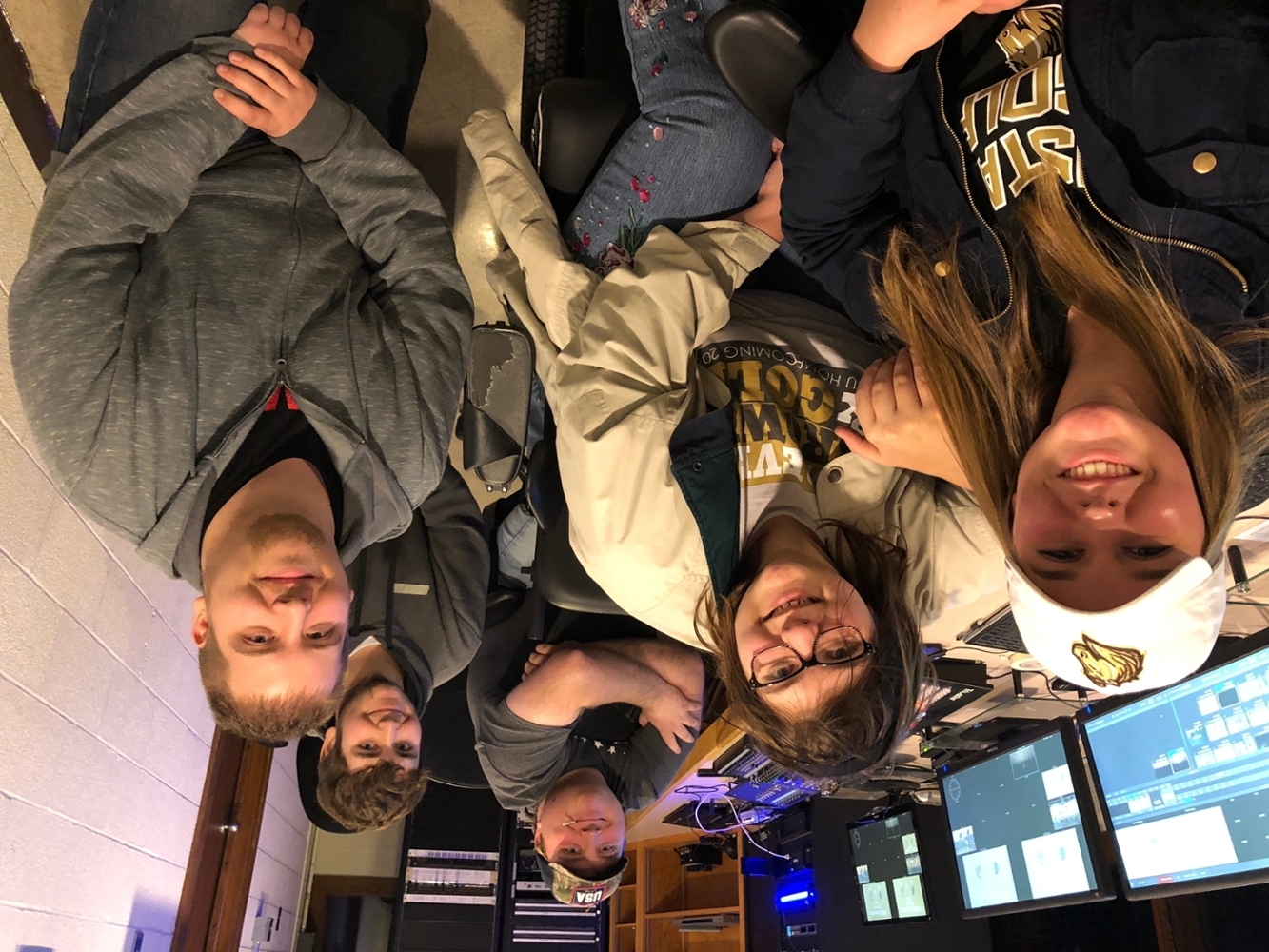 Control room crew for Men's Basketball